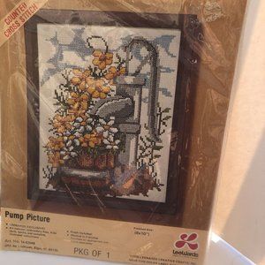 VTG 1976 LeeWards Counted CROSS STITCH Kit Pump Picture 8 X 10” Counted 14-62548